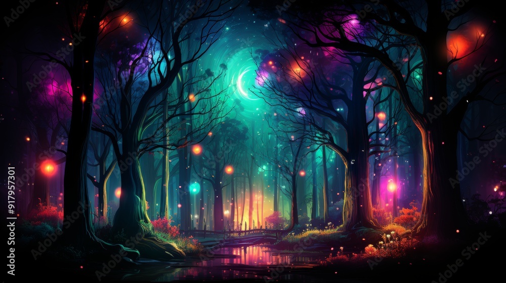 Fototapeta premium A visually stunning and immersive galaxy world with swirling nebulae, sparkling stars, and distant planets