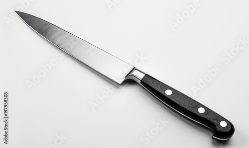 Closeup of kitchen knife isolated on white background, Generative AI 