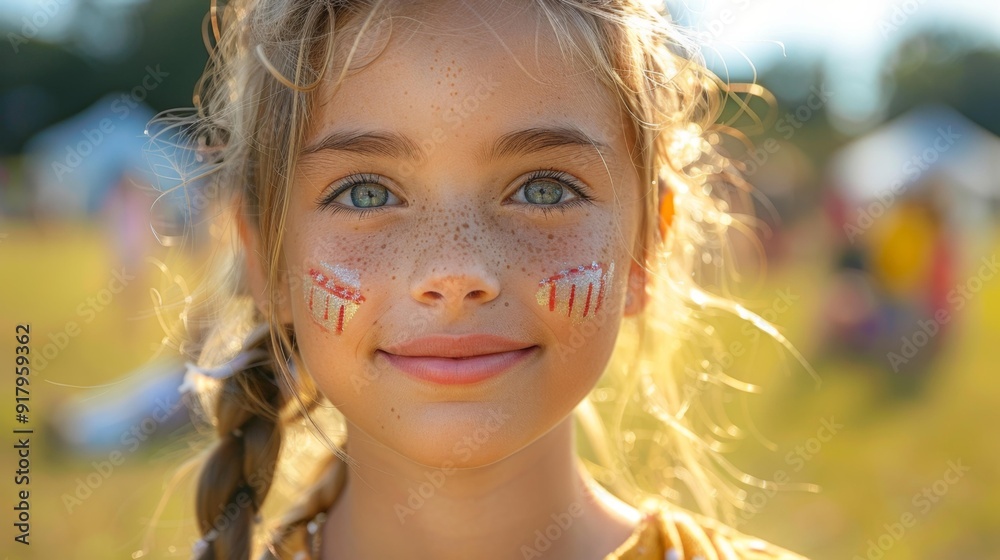 Happy child at outdoor festival - generative ai Happy child at outdoor festival - generative ai
