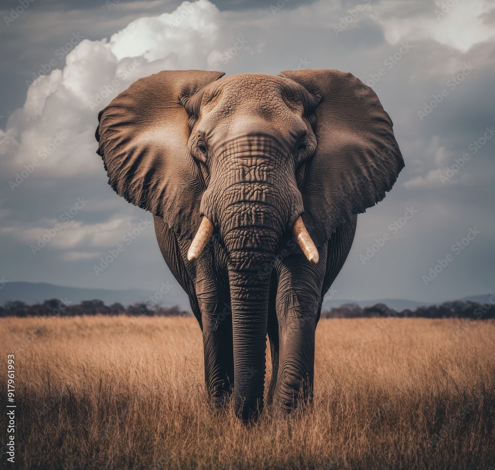 Naklejka premium Elephants on the Brink: The Dire Impact of Climate Change and Habitat Destruction on Endangered Species and the Urgent Need for Conservation.