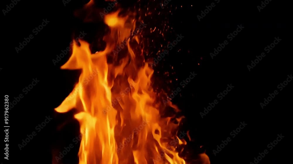 burning red-orange hot flame - fiery elements isolated on a black background burning red-orange hot flame - fiery elements isolated on a black background