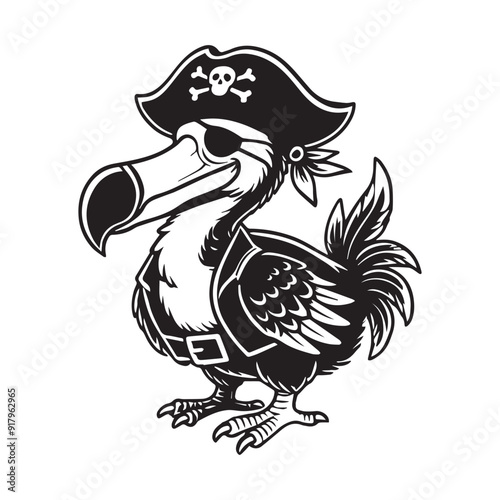 Dodo Clipart, Flightless bird outline design, Raphus cucullatus illustration in black and white
