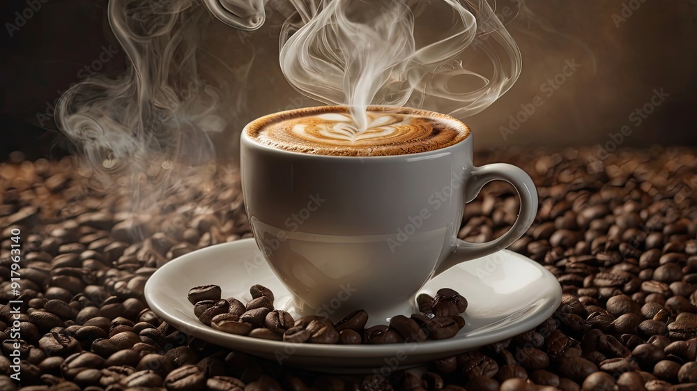 Fototapeta premium cup of coffee with beans