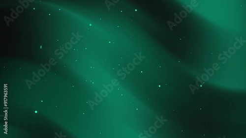 Dark green backdrop with light green streaks and white dots, ideal for nature inspired designs, backgrounds, wallpaper, or abstract concepts.