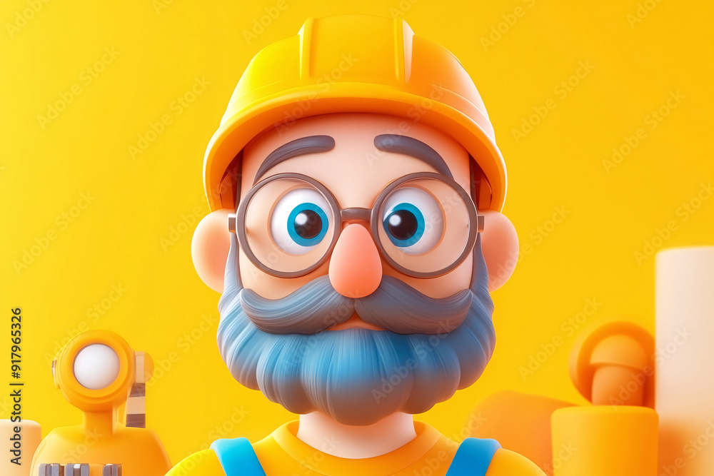 Labor Day construction worker hard hat celebration May Day work 3D illustration
