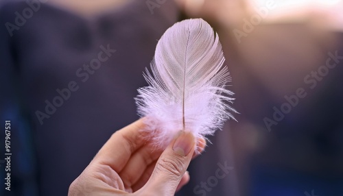 Featherlight Touch: The Elegance of a Hand and Feather photo