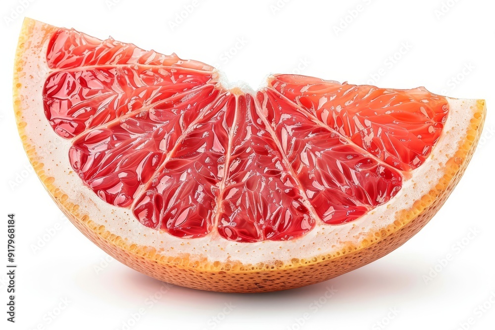 Slice of grapefruit citrus fruit isolated on white background, Generative AI 
