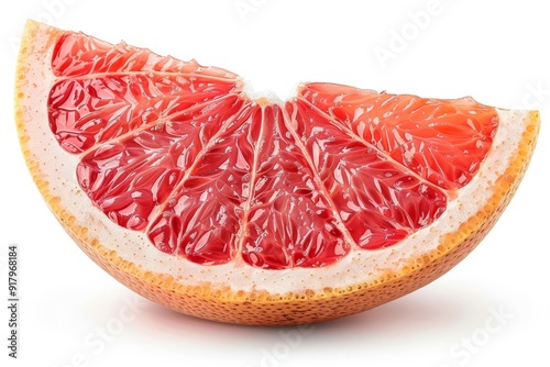 Slice of grapefruit citrus fruit isolated on white background, Generative AI 