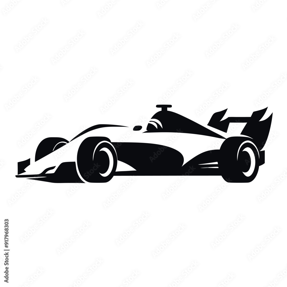 Obraz premium Formula car vector silhouette isolated white background