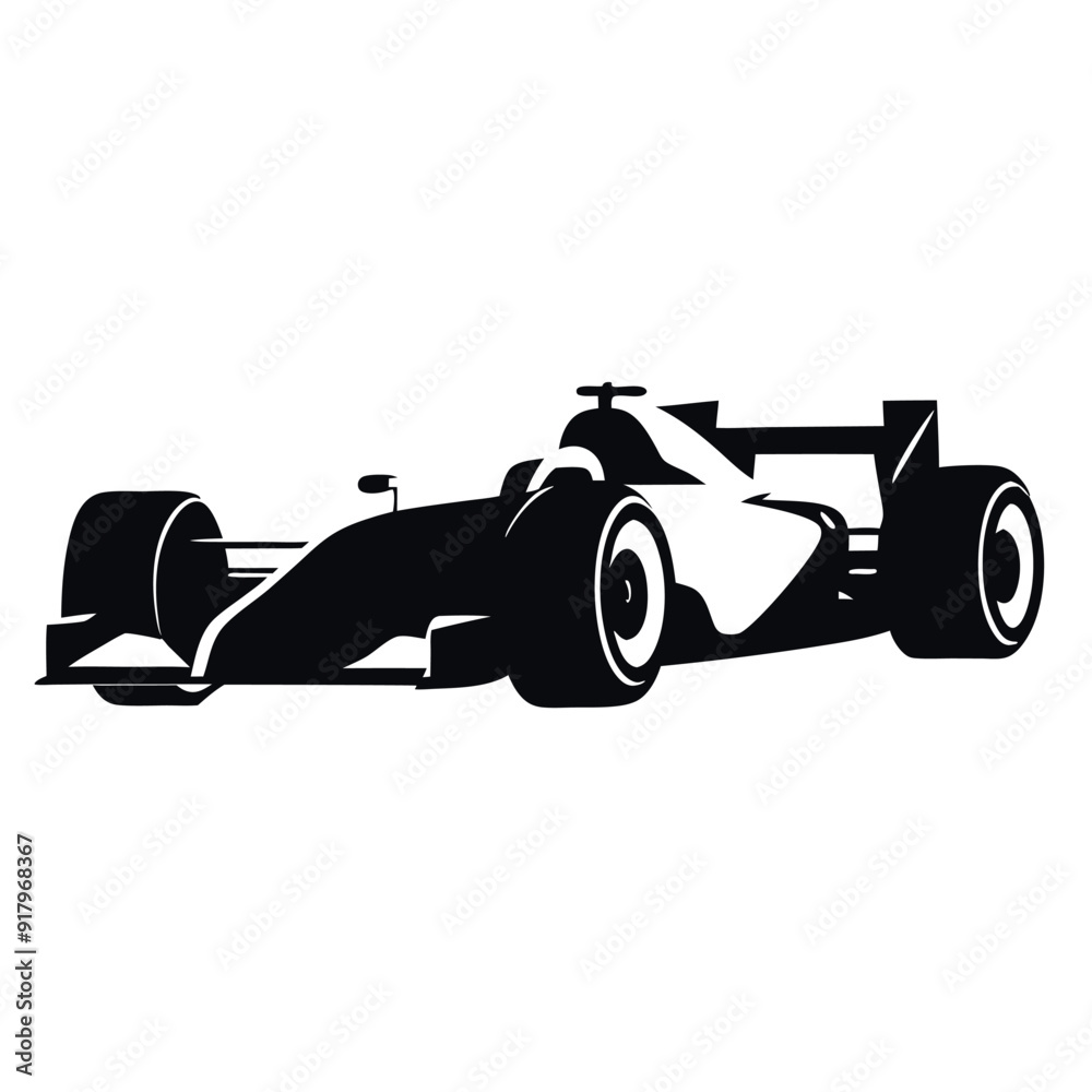 Formula car vector silhouette isolated white background