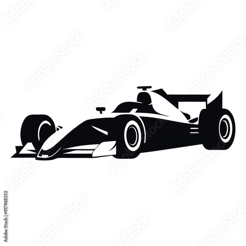Formula car vector silhouette isolated white background 