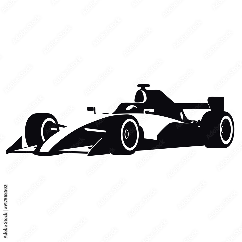 Formula car vector silhouette isolated white background