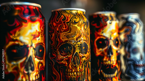Fiery Skull Designs Adorning Edgy Beer Cans with Striking Graphic Patterns