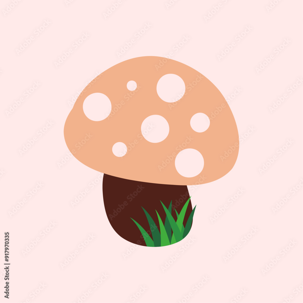 Cute mushroom with grass autumn Cute mushroom with grass autumn