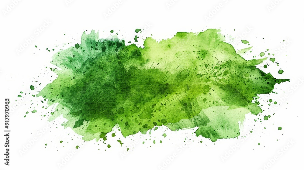 Blot of green watercolor isolated on white background, Generative AI Blot of green watercolor isolated on white background, Generative AI