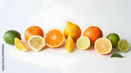 Vibrant Assortment of Juicy Citrus Fruits on Light Background