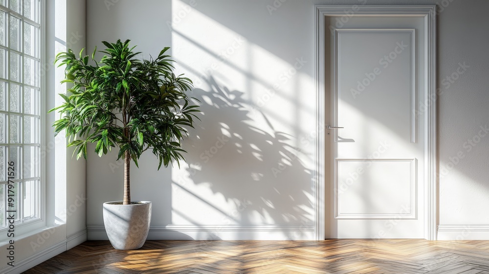 Minimalist Interior Design Elegant White Room Plant