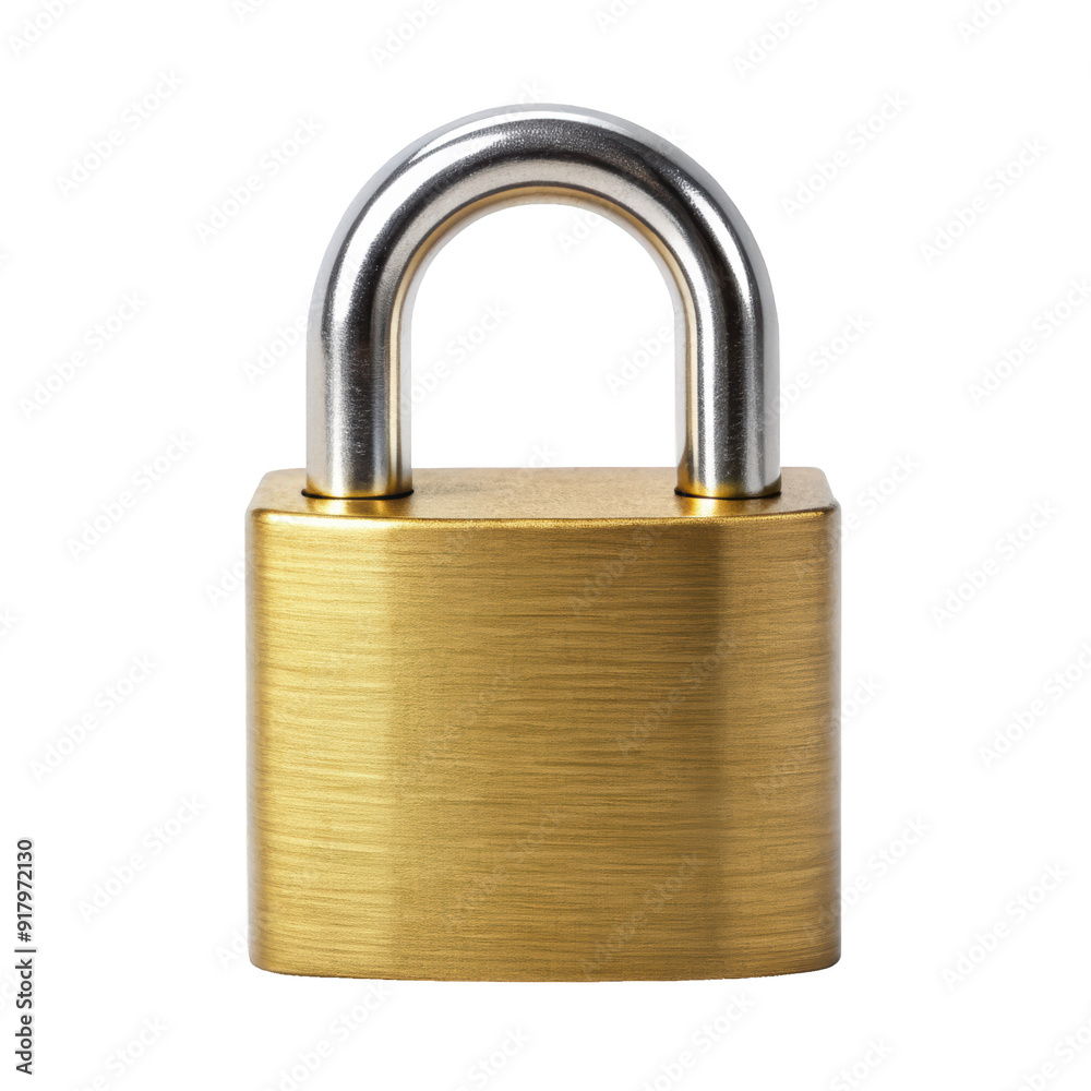 Golden brass padlock with a steel shackle, designed for robust security and protection across various applications. Isolated on transparent background, png. Golden brass padlock with a steel shackle, designed for robust security and protection across various applications. Isolated on transparent background, png.