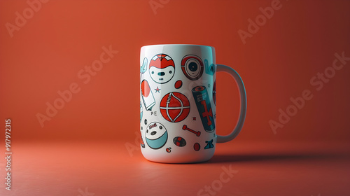 Vibrant Sports Equipment Illustrated Yeti Mug for Avid Sports Fans and Stadium Enthusiasts