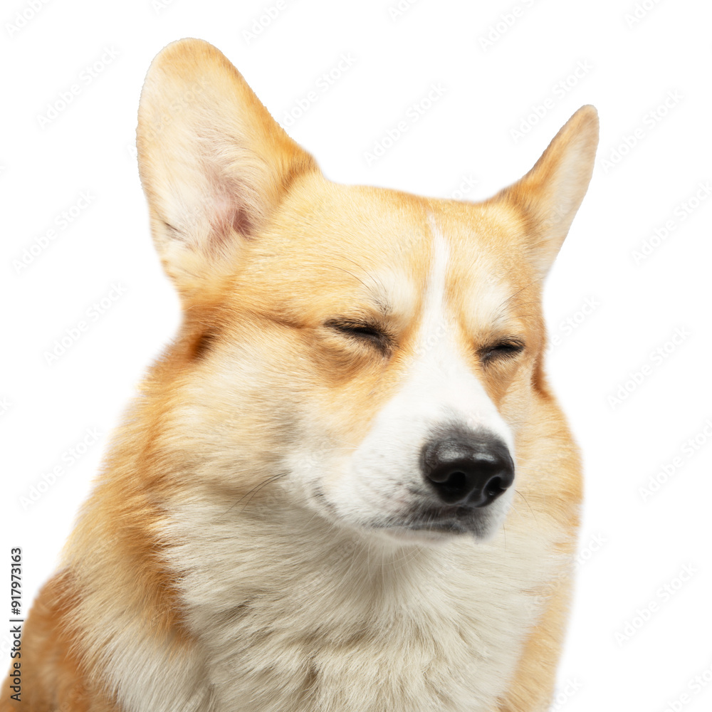Welsh Corgi Pembroke Dog Isolated on White Background in studio Welsh Corgi Pembroke Dog Isolated on White Background in studio