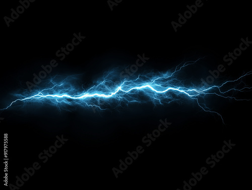 Bright electric lightning bolt illuminated against a dark background, emphasizing energy and power