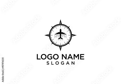 airplane logo vector Travel compass.