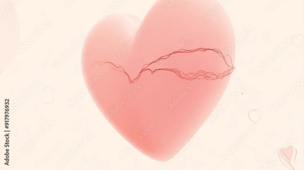 A heart shape moves in a soft pink color with a beautifully drawn pattern.
