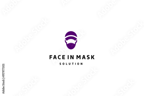 Template logo design solution with man in cap and in mask image