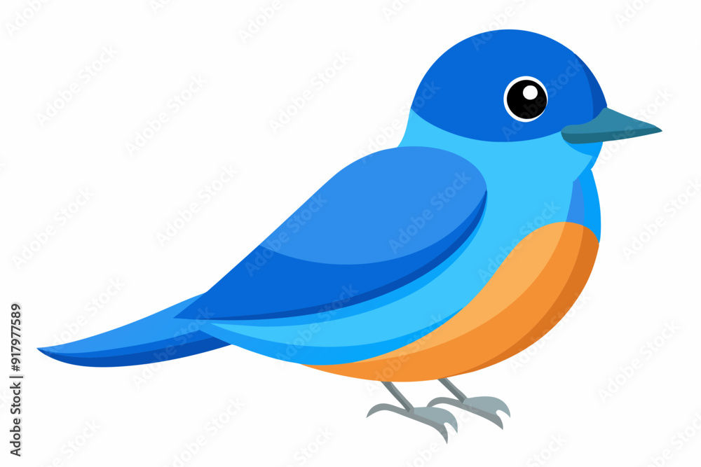 Fototapeta premium Vector illustration of a eastern bluebird on white background