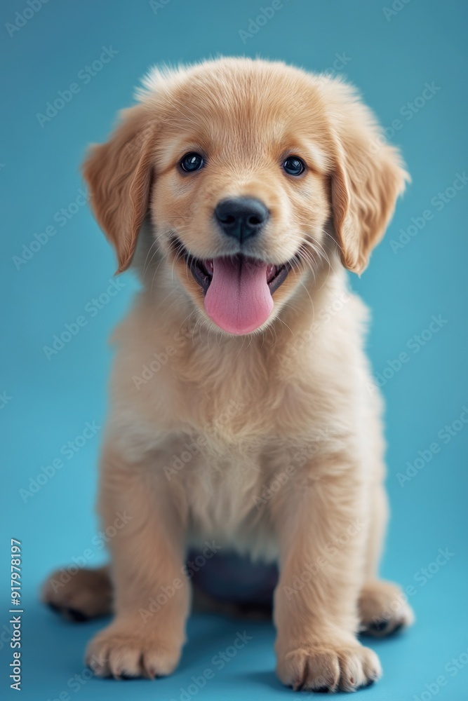 Puppy on Blue Background Puppy on Blue Background