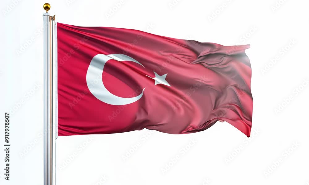Flag of Turkey on a white background Video