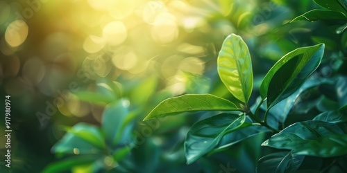 green leaf orange bokeh sunlight soft tone