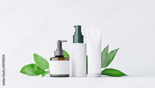 3D rendering of facial cleanser cosmetics template display platform 3D background