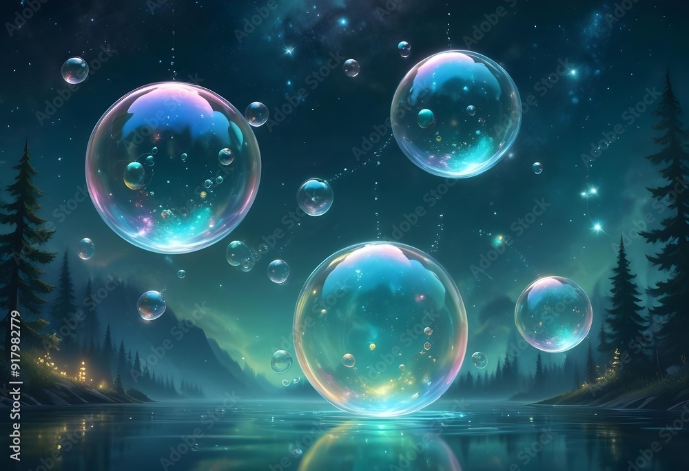 Bubbles floating on a black background with the words bubbles on the bottom Bubbles floating on a black background with the words bubbles on the bottom