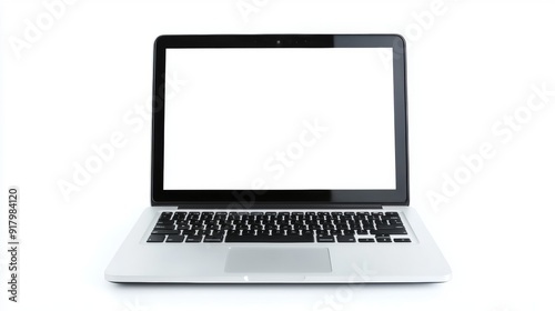 a laptop with a blank screen on a white background