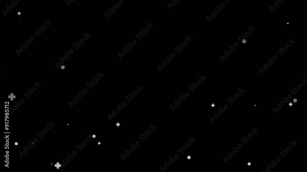 Black background with white geometric shapes animation, looping seamless video for modern visual effects.