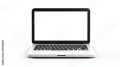 a laptop with a blank screen on a white background