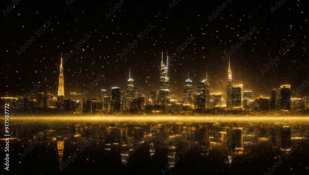 Golden Cityscape: A shimmering, golden metropolis skyline with sparkling lights and a starry night sky, creating a captivating and inspiring image of urban grandeur. Golden Cityscape: A shimmering, golden metropolis skyline with sparkling lights and a starry night sky, creating a captivating and inspiring image of urban grandeur.