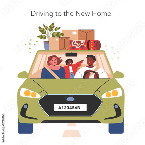 Moving House. Flat Vector Illustration