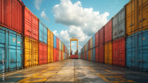 Wallpaper Mural A large open area with many containers of different colors Torontodigital.ca