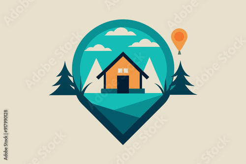 Vector illustration of Glamping  house logo 