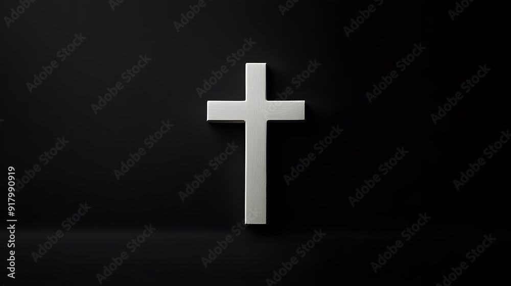 Minimalist plain black background with a white cross, featuring a solid gray backdrop for product photography with soft lighting and no shadows