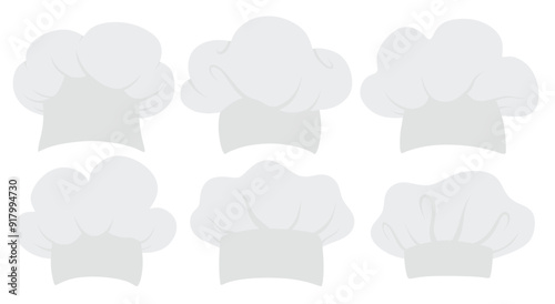Chef hat vector set cute cartoon style.