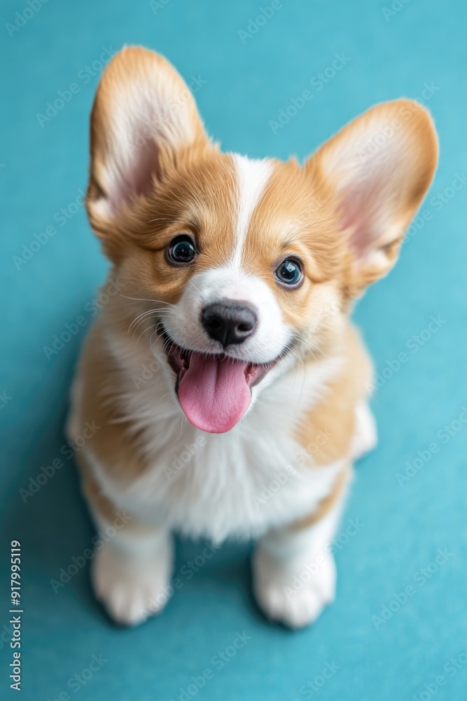 Brown and White Dog on Blue Surface Brown and White Dog on Blue Surface
