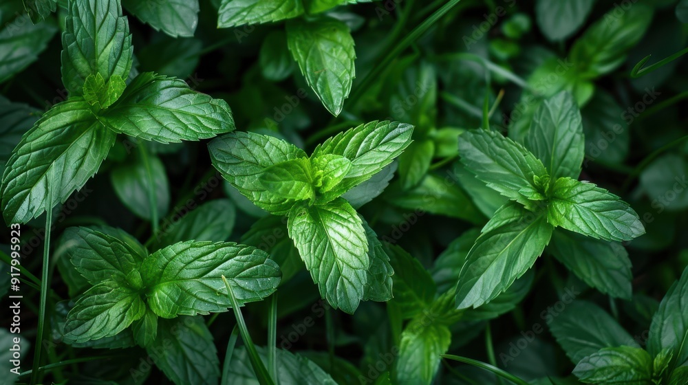 The green mint leaves The green mint leaves