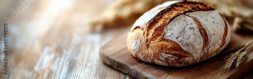 Rustic Wheat Bread Sliced on Wooden Table