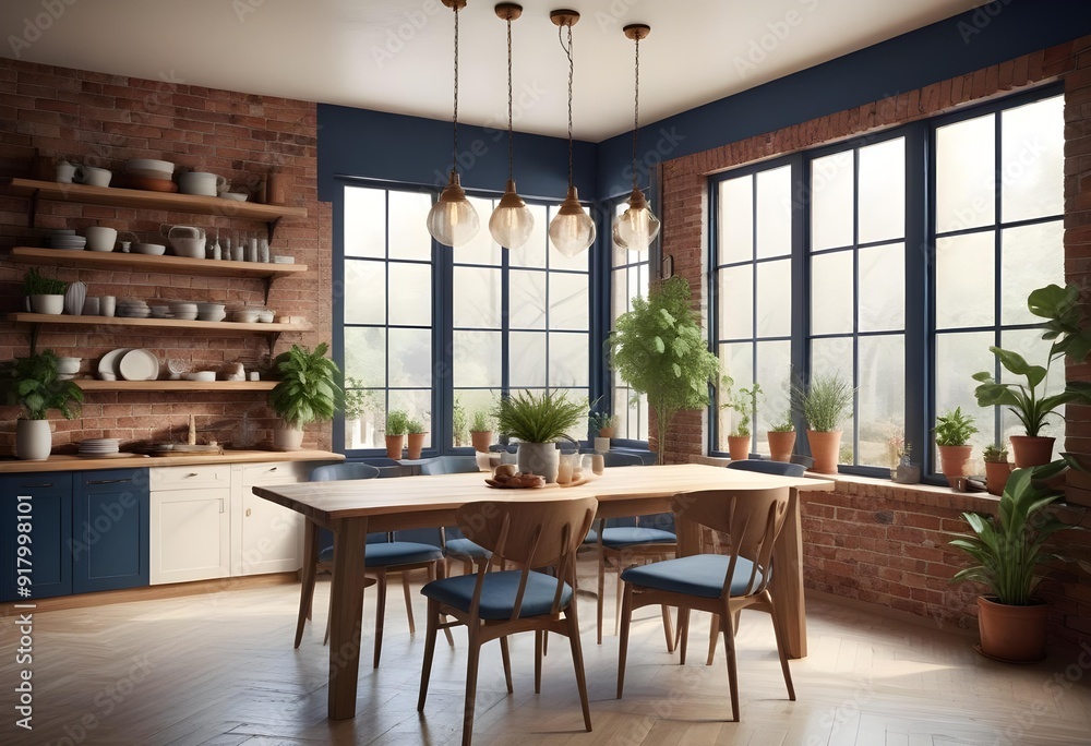 A living room with a blue wall and a painting of a bird on the wall Photo modern style interior room 3d illustration A living room with a blue wall and a painting of a bird on the wall Photo modern style interior room 3d illustration