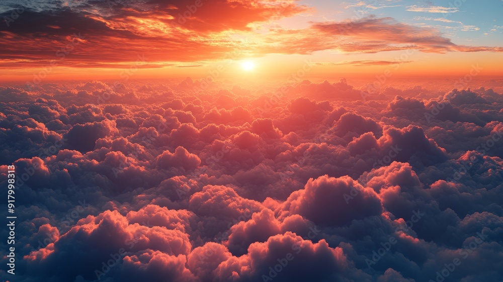Winter Sea of Clouds Landscape Sunset Background Generative AI Winter Sea of Clouds Landscape Sunset Background Generative AI