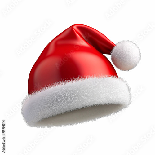 3d santas hat on transparent background. Generative AI photo