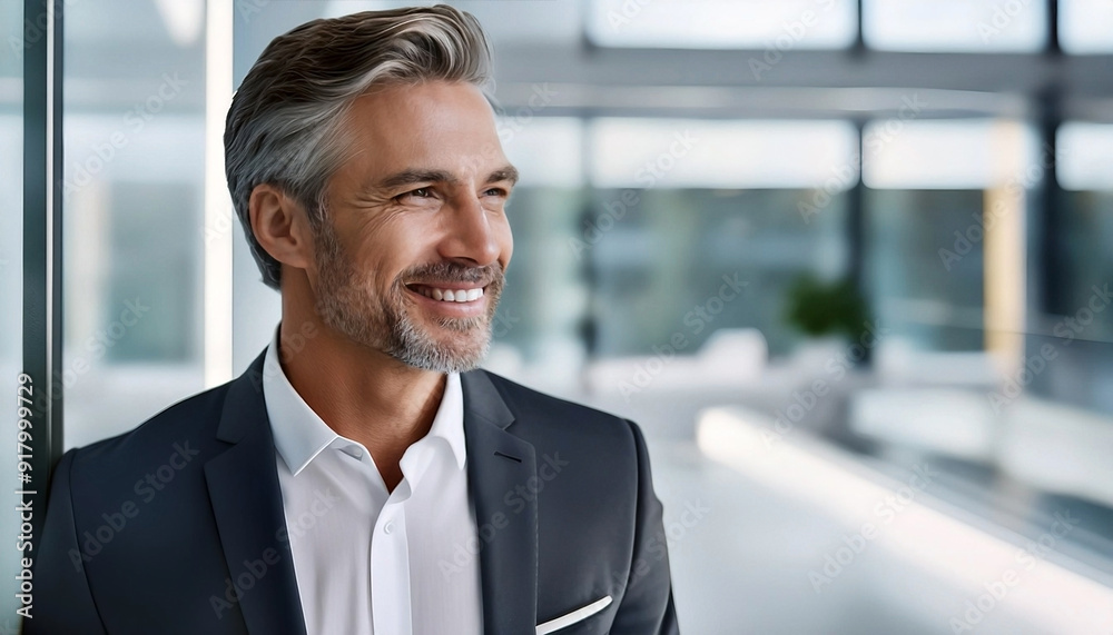 Casually dressed handsome and successful middle aged white business man in modern office Casually dressed handsome and successful middle aged white business man in modern office